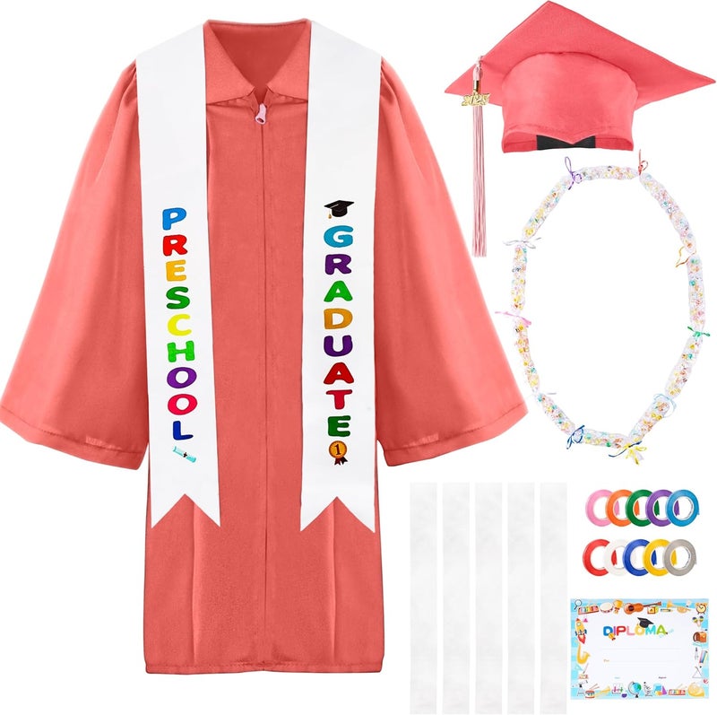 Flotory Unisex Kids Kindergarten Graduation Gown Cap Tassel Stole Preschool Graduation Gown Robes Certificate for Boy Girl - Image 1
